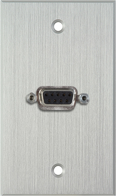 1G Clear Anodized Wallplate w/One 9-Pin D-Sub Rear Solder Connector