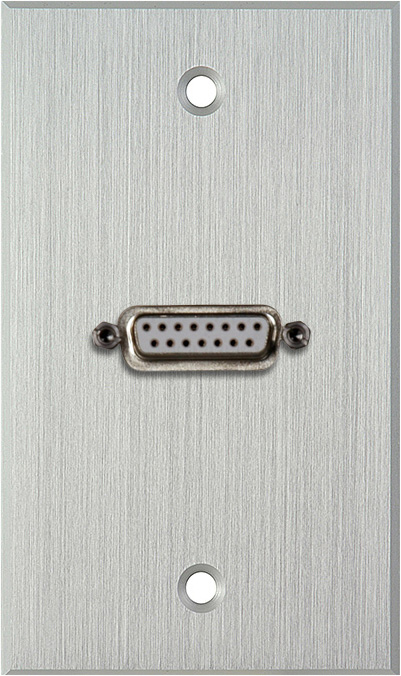 1G Clear Anodized Wallplate w/One 15-Pin Female Rear Solder Connector