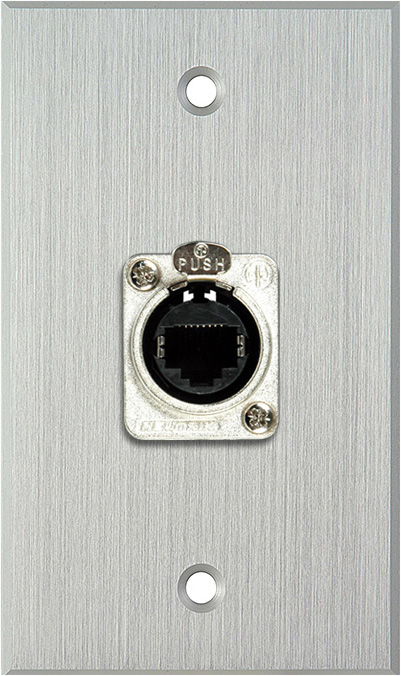 1G Clear Anodized Wallplate w/1 Neutrik RJ45 To Rear Krone Terminals
