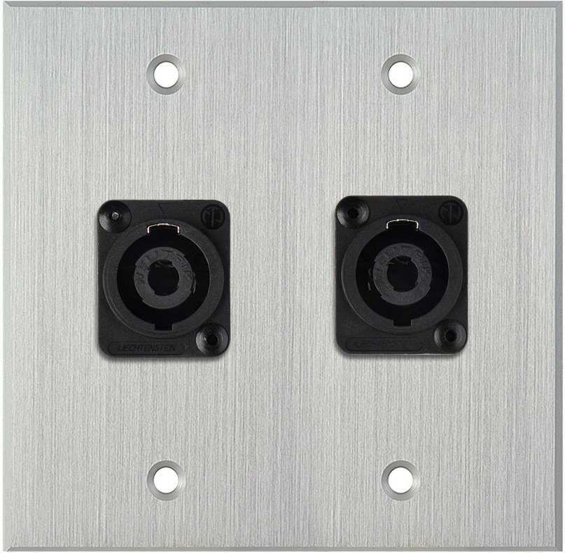 2G Clear Anodized Wallplate w/2 Neutrik NL4MP -D-Series 4 Pole Speakon