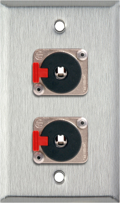 1G Stainless Wall Plate w/2 Neutrik NJ3FP6C 1/4-In. TRS Latching Jacks