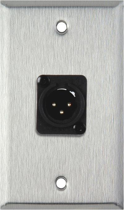 1-Gang Stainless Steel Wall Plate w/Neutrik 3-Pin XLR-M Terminal Block