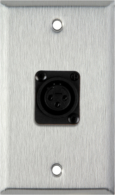 1 Gang Stainless Steel Wall Plate with 1 NC3FD-L-1-B Connector