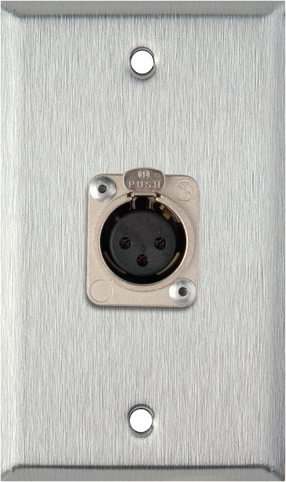 1-Gang Stainless Steel Wall Plate w/1 Neutrik 3-Pin XLR-F Connector