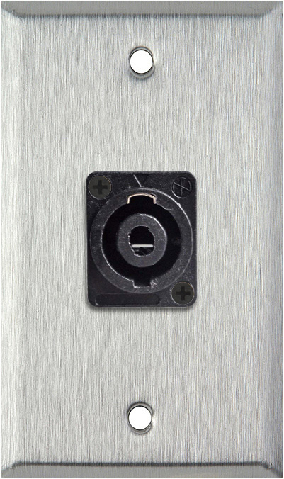 1G Stainless Steel Wall Plate w/One 4-Pole Speakon Male Connector