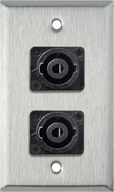 1-Gang Stainless Steel Wall Plate w/Two 4-Pole Speakon Male Connectors