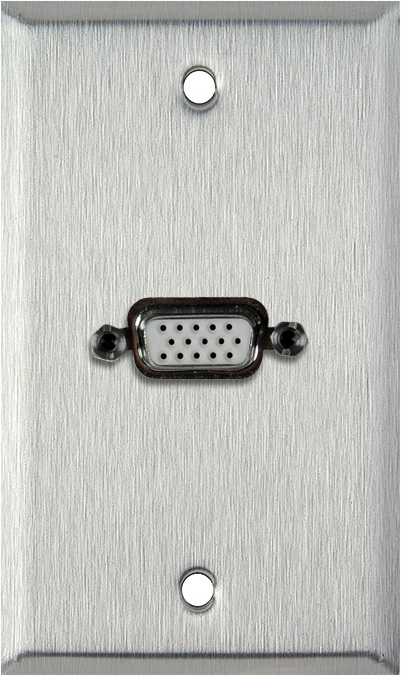 1G Stainless Wall Plate w/One HD 15-Pin Female Rear Solder Points