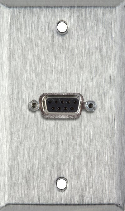 1G Stainless Steel Wall Plate w/One 9-Pin D-Sub Rear Solder Connector