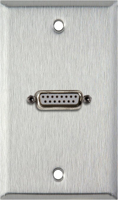 1G Stainless Wall Plate w/One 15-Pin Female Rear Solder Connector