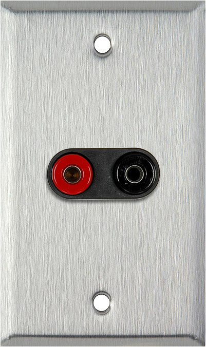 1G Stainless Wall Plate w/1 Pomona Dual Banana Jack 1-Black/1-Red