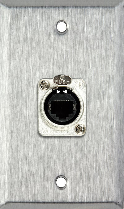 1G Stainless Wall Plate w/1 Neutrik RJ45 To Rear IDC110 Connector