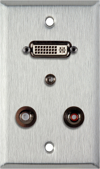 1 Gang Stainless Steel Wall PLate w/ 1 DVI-29 1 3.5st Ft & 2 RCA FT