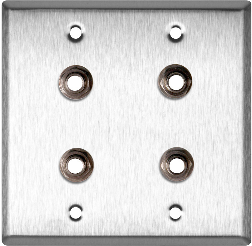 2G Stainless Steel Wall Plate w/4 Switchcraft SW12B Stereo 1/4 Jacks