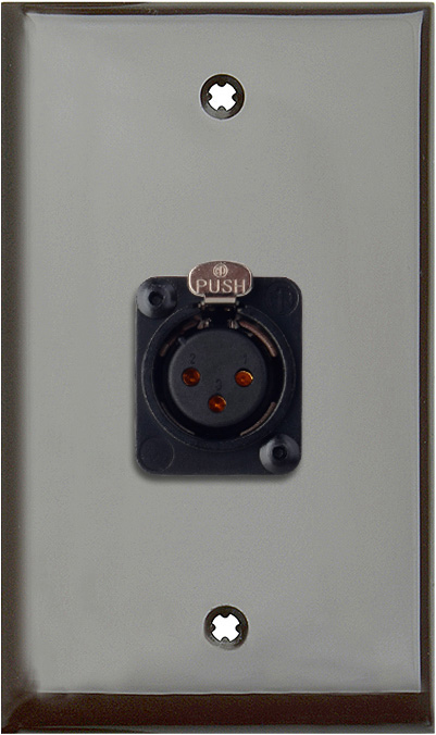 1-Gang Brown Lexan Wall Plate w/Neutrik 3-Pin XLR-F-Terminal Block