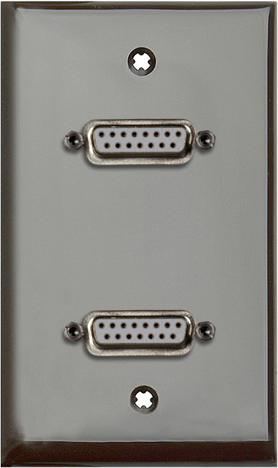 1G Brown Lexan Plate with Two 15-Pin Female Rear Solder Connectors