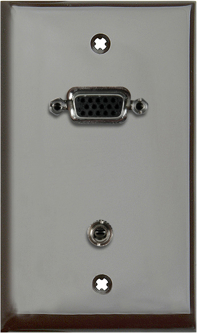 1G Brown Lexan Plate w/ 15-Pin HD Female Barrel - Stereo Mini Jack Fee