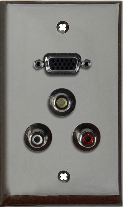 1G Brown Lexan Plate w/One 15-Pin HD Female Barrel & 3 RCA Barrels RWY
