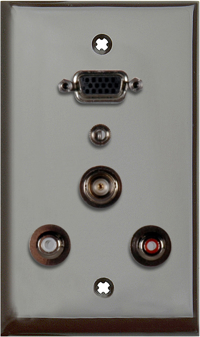 1G Brown Lexan Plate w/ 15-Pin HD Female Barrel /2 RCA Barrels/1 Mini