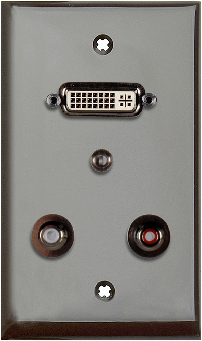 1G Brown Lexan Wall PLate w/ 1 DVI-29 1 3.5st Ft & 2 RCA FT WPLB-1208