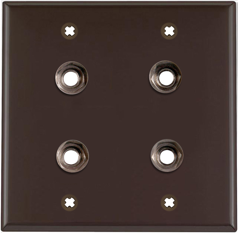 2-Gang Brown Lexan Wall Plate w/4 Switchcraft SW12B Stereo 1/4 Jacks