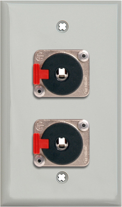 1G Gray Lexan Wallplate w/2 Neutrik NJ3FP6C 1/4-In. TRS Latching Jacks