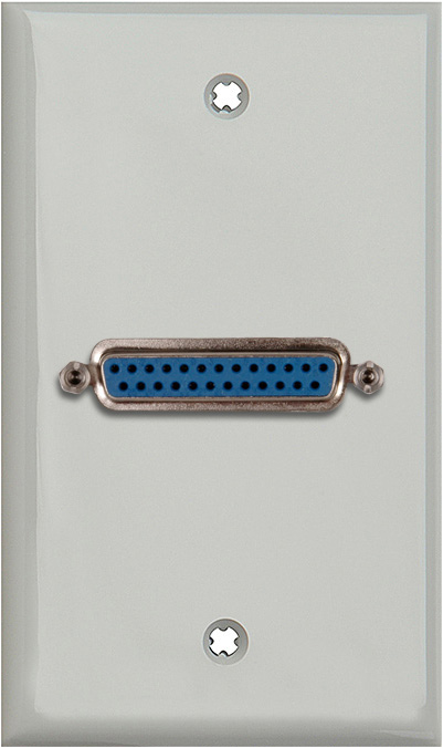 1G Gray Lexan Plate w/Single 25-Pin D-Sub Female to Rear Solder Points