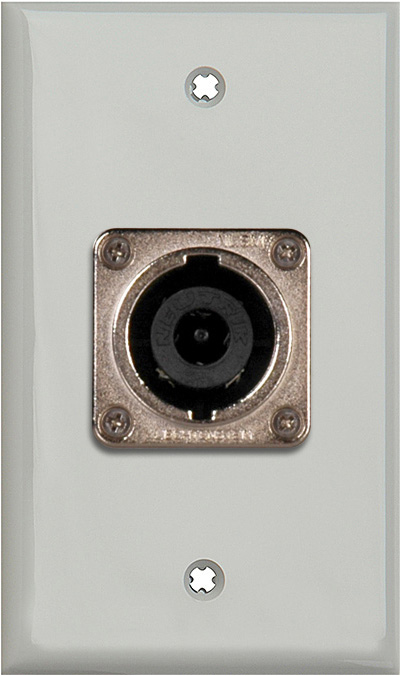 1G Gray Lexan Wall Plate w/1 Neutrik NL8MPR 8 Pole Speakon Connector