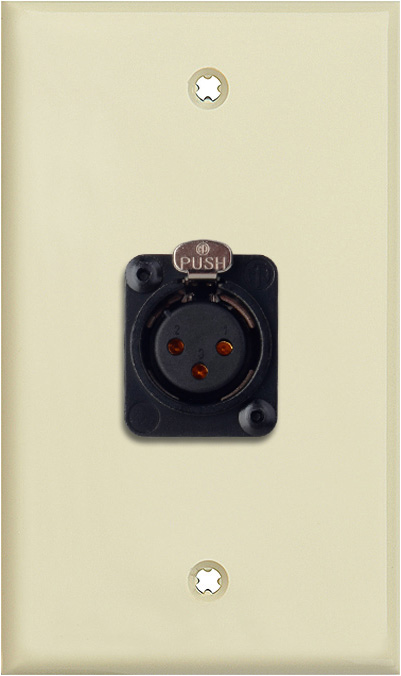 1-Gang Ivory Lexan Wall Plate w/Neutrik 3-Pin XLR-F-Terminal Block