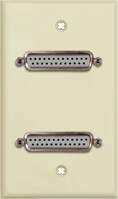 1G Ivory Lexan Plate w/Two 25-Pin D-Sub Female to Rear Solder Points