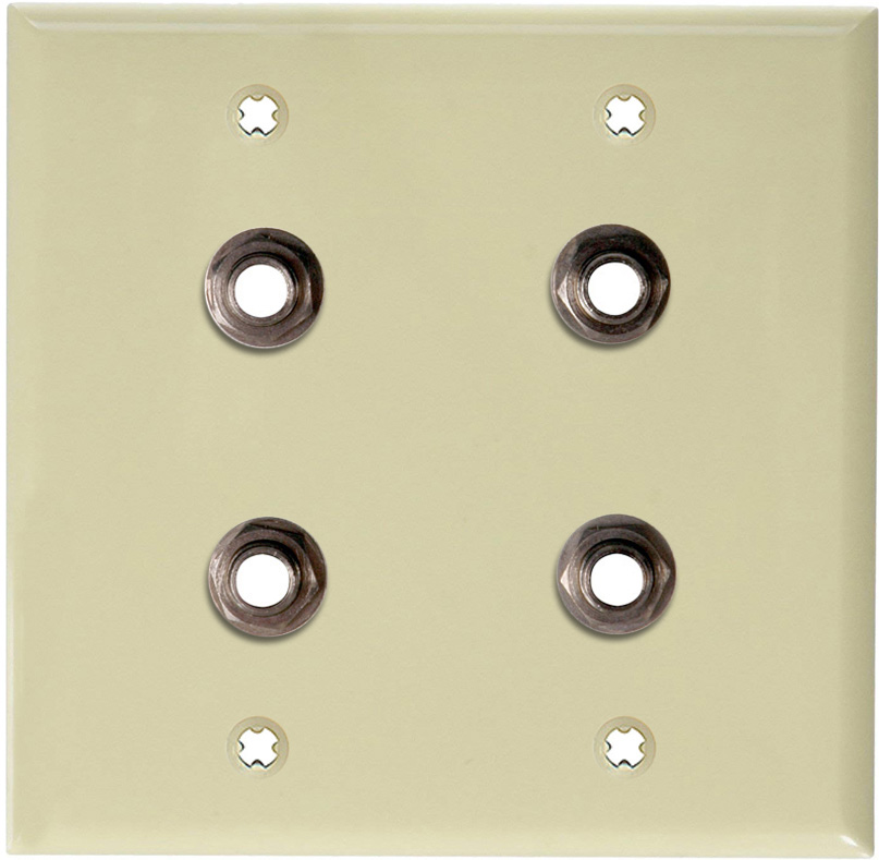 2-Gang Ivory Lexan Wall Plate w/4 Switchcraft SW12B Stereo 1/4 Jacks