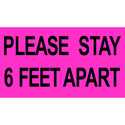 Pro Tapes 6x10 Please Stay 6 Feet Apart Social Distancing Stickers - Fluorescent Pink - PPE