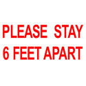 Pro Tapes 6x10 Please Stay 6 Feet Apart Social Distancing Stickers - White/Red Print - PPE