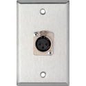 Photo of Neutrik 103F Single Gang Stainless Steel Female XLR Wallplate with one NC3FD-L-1