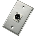 Photo of Neutrik 103M Single Gang Stainless Steel Male XLR Wallplate with one NC3MD-L-1