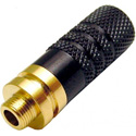 Photo of Calrad 30-297-BK Gold Plated Locking Inline 3.5mm Female Stereo Audio Jack -Black/Chrome Body