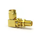 Coax Connectors 30-548-D3 SMA Right Angle Bulkhead Jack to Plug Adaptor - Gold Plated Body & Center Contact.