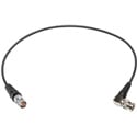 Laird 4855R-BA-BF-001 Mini-RG59 12G-SDI/4K UHD BNC Female to Right Angle BNC Male Flexible Cable - Black - 1 Foot