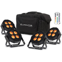 Eliminator Lighting MEG400 Mega Flat Hex L Uplighting Kit Including 4x Mega Hex L Par and Eliminator Carry Bag