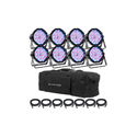 Eliminator Lighting MEG890 Mega Flat PAK8 EP - Includes 8 Mega Par Profile EP LED Wash Fixtures - Soft Carry Case