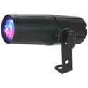 ADJ PinSpot LED Quad High Powered DMX Pin Spot with 1x8W Quad Color RGBW LED 15 Degree Beam Angle Dimmable - IR Remote