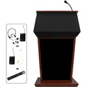 Photo of Amplivox SW3040-MH Patriot Lectern- Solid Hardwood With Fabric Top - Wireless Sound- Mahogany