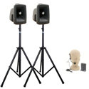 Anchor Audio MegaVox COMP 1 Portable Bluetooth PA System with 2-Speakers/Stands/Beltpack Mic Transmitter & Headband Mic