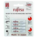Fujitsu HR4UTC 4 Pack AAA Rechargeable Battery NiMH 1.2V 750mAh - Blister Pack