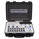 Photo of AudioPressBox APB-320 C-D-USB Indoor/Outdoor Portable Active Press Box in Waterproof Case with USB-C and Dante - Black