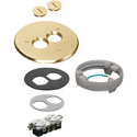 Arlington FLB6220MBLR Flip Lid Style Metal Cover Kit with Leveling Ring & 2 Threaded Plugs - Brass