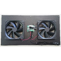 Photo of ATM 00-200-02 System 2 Venting Solutions with 2 Fans and Drive Electronics on a 1/8 Inch Black Mounting Plate