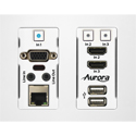 Aurora HTW-2-W 3 Input HDBaseT 2.0 Wall Plate Transmitter - VGA & 2 HDMI - White