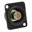 Photo of Canare BCJ-JRUDK 12G-SDI 75 Ohm Female to Female Barrel BNC Connector - Flush-Mount Neutrik D Panel Receptacle - Black