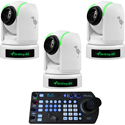 Photo of BirdDog BDP4KBUNDLE-WWW P4K Camera Bundle - 3x White P4K NDI PTZ Cameras & 1x BDPTZKEY Keyboard Controller