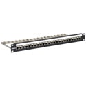 Bittree DSKP124B-C6FS 1RU 1X24 CAT6 RJ45/RJ45 Shielded DES Patch Panel with Tie Bar - Black